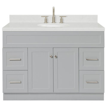 Ariel Hamlet 48" Single Oval Sink Bathroom Vanity, Carrara Quartz, Grey
