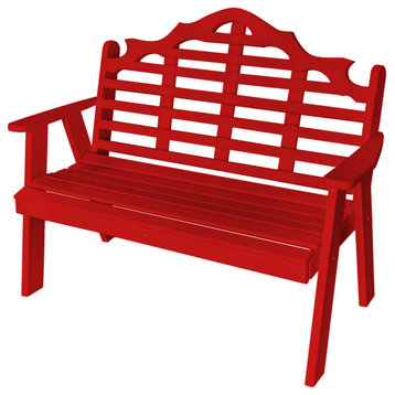 Poly Marlboro Garden Bench, Bright Red, 4 Foot