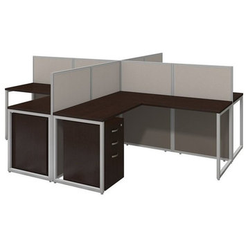 Scranton & Co 3 Drawer L Shaped Computer Desk for Four