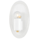 Mitzi - Joyce 1 Light Wall Sconce, White - A little daring, a little demure, the Joyce Wall Sconce celebrates the traditional renaissance in every way. Drawing inspiration from vibrant plate walls, the glossy white backplate is gracefully formed with elegant curves. Aged brass accents add a subtle glow.