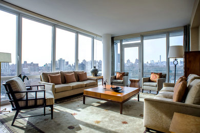 Trendy living room photo in New York