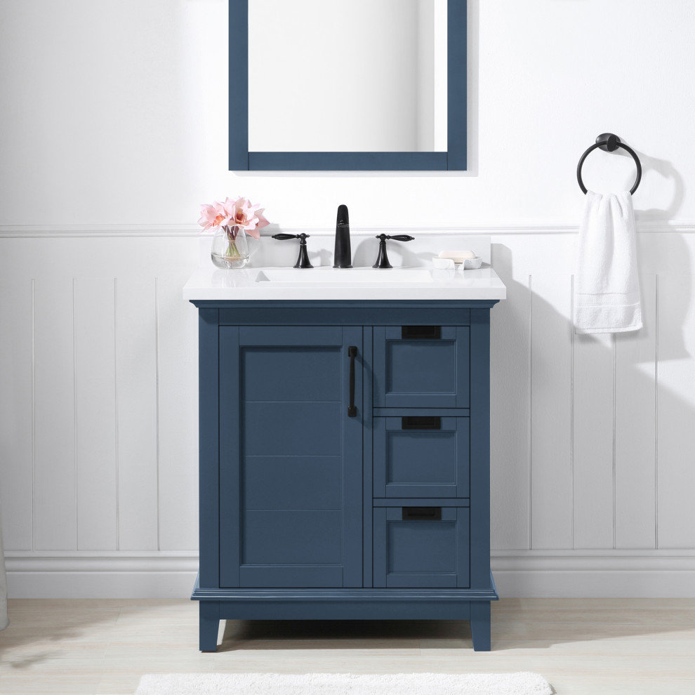 Ove Decors Pembroke 30 in. Single Sink Bathroom Vanity in Greyish Blue ...