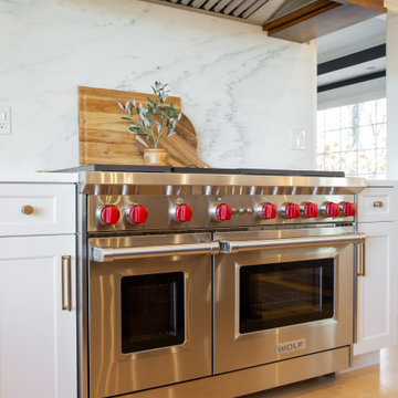 Simsbury Transitional Kitchen with Hickory Island