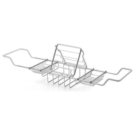 Cheviot Products Deluxe Solid Brass Bathtub Caddy, Chrome