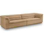 Meridian Furniture - Cascade Upholstered Modular Sofa, Camel, Velvet, Straight Sofa - Give your room a much-needed rehab when you bring home this Cascade velvet modular sofa. The elegantly attention-grabbing design features a modern profile with curved arms deep horizontal channel tufting, so it wows from all angles. Upholstered in rich camel velvet, this seat quickly becomes everyone's favorite spot for curling up with a good book or smart device. Thick foam padding ensures a cozy, body-hugging experience. while you watch TV or just relax.