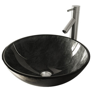 VIGO Simply Silver Glass Vessel Sink and Duris Faucet - Contemporary -  Bathroom Sinks - by VIGO | Houzz
