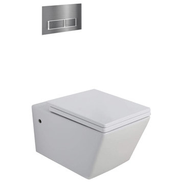 In-Wall Toilet Set, 2"x4" Carrier and Tank, Chrome Rectangular Actuators