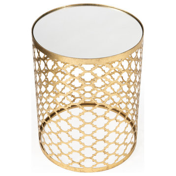 Butler Corselo Mirror and Gold Metal Accent Table