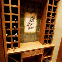 dining room with storage cabinets