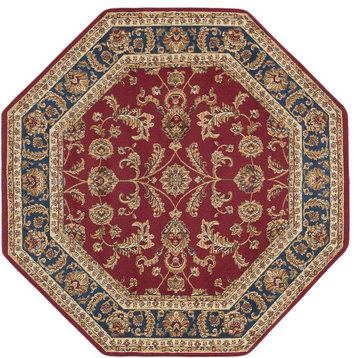 Sariya Transitional Oriental Red Octagon Area Rug, 5' Octagon