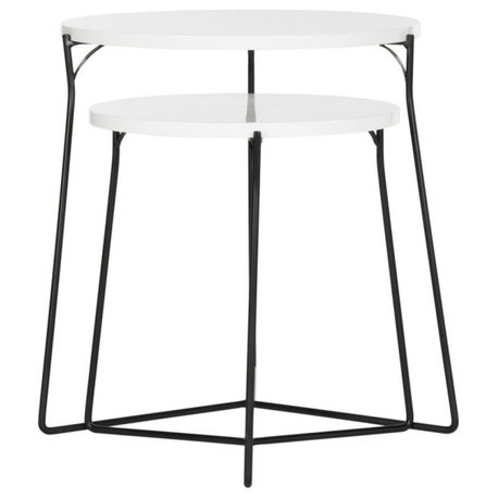 Marissa Retro Mid Century Lacquer Stacking End Table White/Black