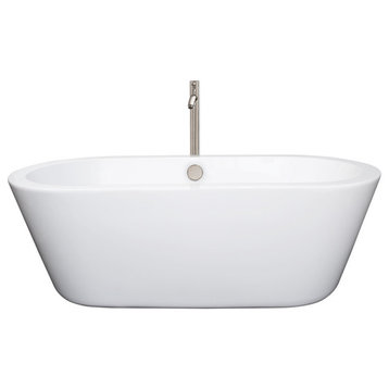 Freestanding Bathtub, White, 67", With Faucet