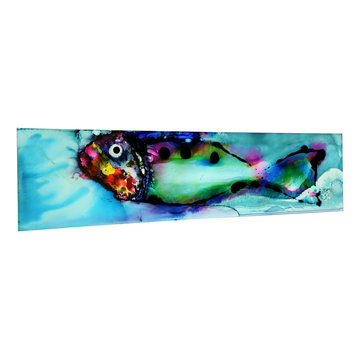 Fish in Paradise - Green, Blue & Black Abstract Tropical Metal Wall Art, Fish Pa