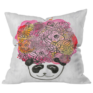 Deny Designs Dash And Ash Panda Flowers Outdoor Throw Pillow