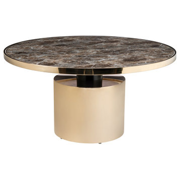 Taylor Round Pedestal Coffee Table, Brown and Gold