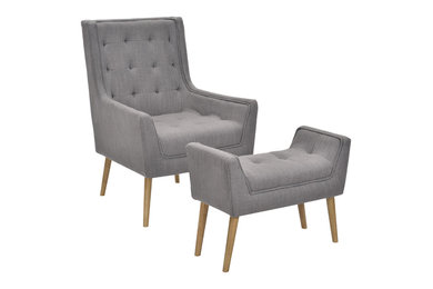 Fauteuil scandinave + repose pieds remarquable