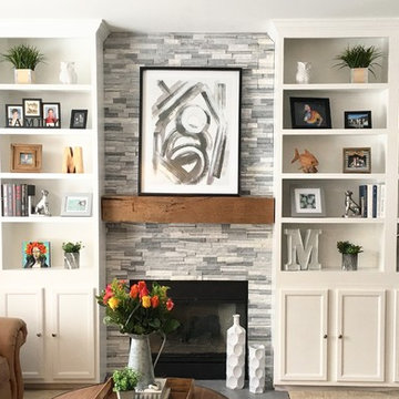 Built In Bookshelves and Fireplace
