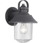 Progress Lighting - Weldon Collection 1-Light Medium Wall Lantern, Black - Featuring nautical influences, Weldon delivers a medium wall lantern ideal for Farmhouse or Transitional architecture designs. Curved clear seeded glass is topped with an ample roof in Black.