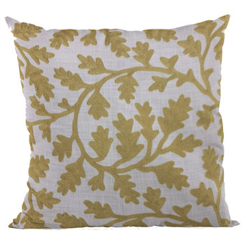 Plutus Yellow Vine Floral Luxury Throw Pillow, 22"x22"