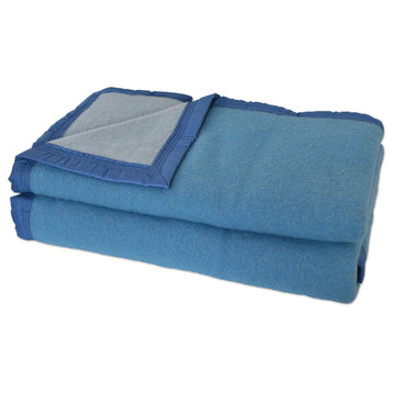 Aubisque 100% Wool Blanket, 500Gsm 33 Microns, Blue, King