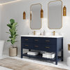 Parker 60 Double Sink Bathroom Vanity in Navy Blue  2" Empira Quartz