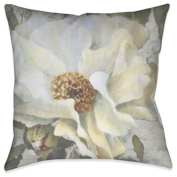 Laural Home Neutral Peony II Indoor Decorative Pillow, 18"x18"