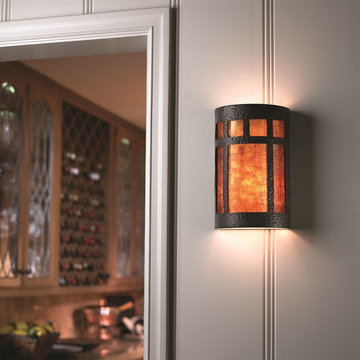 Ambiance Large ADA Prairie Window Wall Sconce, Antique Copper With Mica Shade