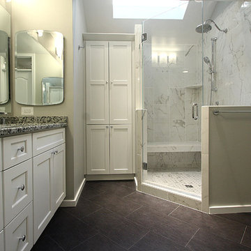 Calacatta Shower Walls & Anthracite Floors
