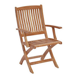 Casual Classics Mulia Teak Martin Folding Arm Chair - Outdoor Dining Chairs