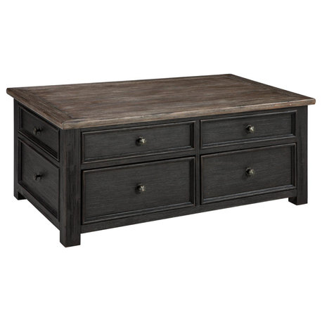 Tyler Creek Casual Grayish Brown/Black Lift Top Cocktail Table