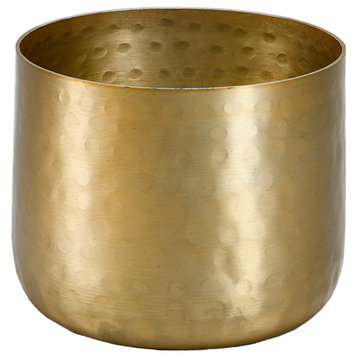Serene Spaces Living Antique Gold Hammered Pots, Small, Single
