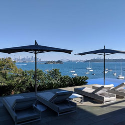 Finbrella Umbrellas. Vaucluse, Sydney, 2 x F-330-S on 68kg Movable Camlock Bases - Products