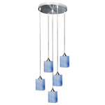 Unbranded - 5in1 Oval Hand Blown Glass Chandelier Brushed Nickel Finish, Blue - 5in1 4-Cylinder Hand Blown Glass Chandelier, Brushed Nickel Finish, Blue Glass. up to 108 inch long, Adjustable hard wire cords. Great for room with tall ceiling height. UL Listed. Bulb not included. Easy-to-install. Caution: please read before purchase: each product is individually mouth-blown and hand finished by skilled craftsmen. Each product is therefore unique in its shape and coloring. Minor color and shape variations are possible. Breakage-proof package: we guarantee free replacement for any damaged product. Ideal to hang with Incandescent (40-Watt maximum) /LED (up to 150-Watt equivalent) bulb above kitchen island, table, entryway, dining room, living room,....