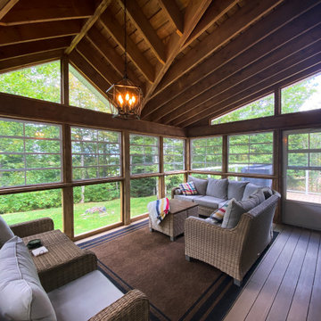 Cozy Sunroom Decor + Composite Deck + Glass Railings + Decor | Nova Scotia