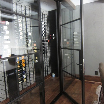 Insulated Iron and Dual Pane Glass Custom Wine Cellar Door in Dallas Texas