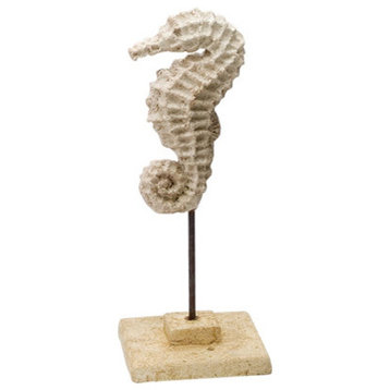 Stone Cast Seahorse on Stand