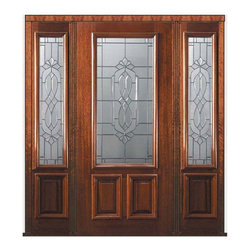 Prehung Sidelights Door 80 Wood Mahogany Kensington 2/3 Lite Glass - Front Doors