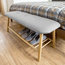 Contemporary Shoe Rack Bench, Natural Bamboo Wood With Cushioned Seat