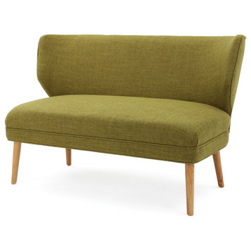 GDF Studio Dumont Mid Century Modern Fabric Loveseat Sofa Settee, Green