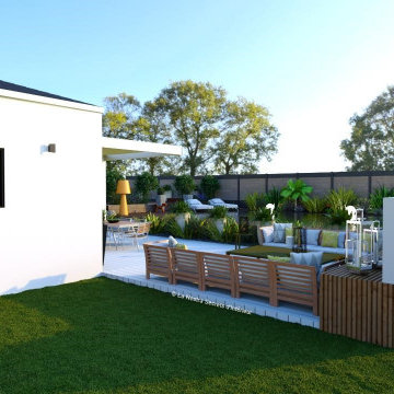 Aménagement d'extérieur - Pergola Bioclimatique - Villa contemporaine version 1