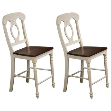 Andrews Napoleon Barstool | Antique White And Chestnut Brown | Set Of 2