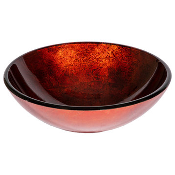Red Copper Reflections Glass Vessel Sink