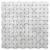 Carrara White Marble Large Basketweave Tile Bardiglio Gray Dots Polish, 1 sheet