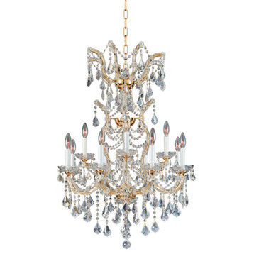 Artistry Lighting Alexandria Collection Hanging Crystal Chandelier 26x38, Gold