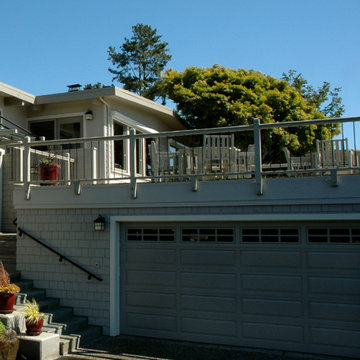 Garage remodel received new doors and rooftop deck