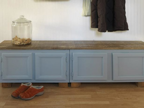 make storage in bedroom with kitchen cabinets
