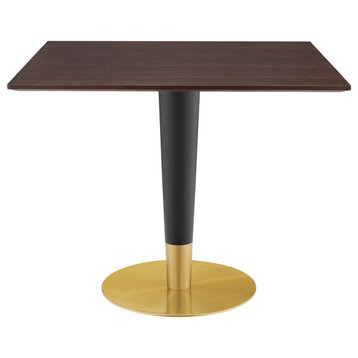 Zinque 36" Square Dining Table, Gold Cherry Walnut