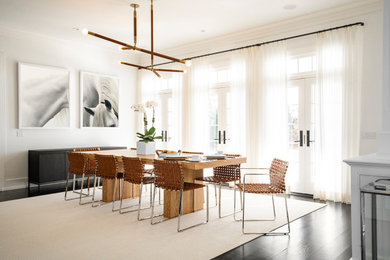 Inspiration for a huge contemporary dark wood floor and black floor great room remodel in New York with white walls