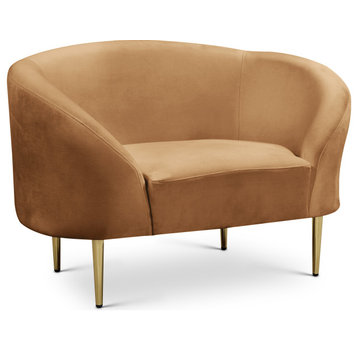 Ritz Velvet Upholstered Chair, Saddle