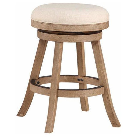 Fenton Swivel Stool, Driftwood Wire-Brush & Ivory, Counter Height